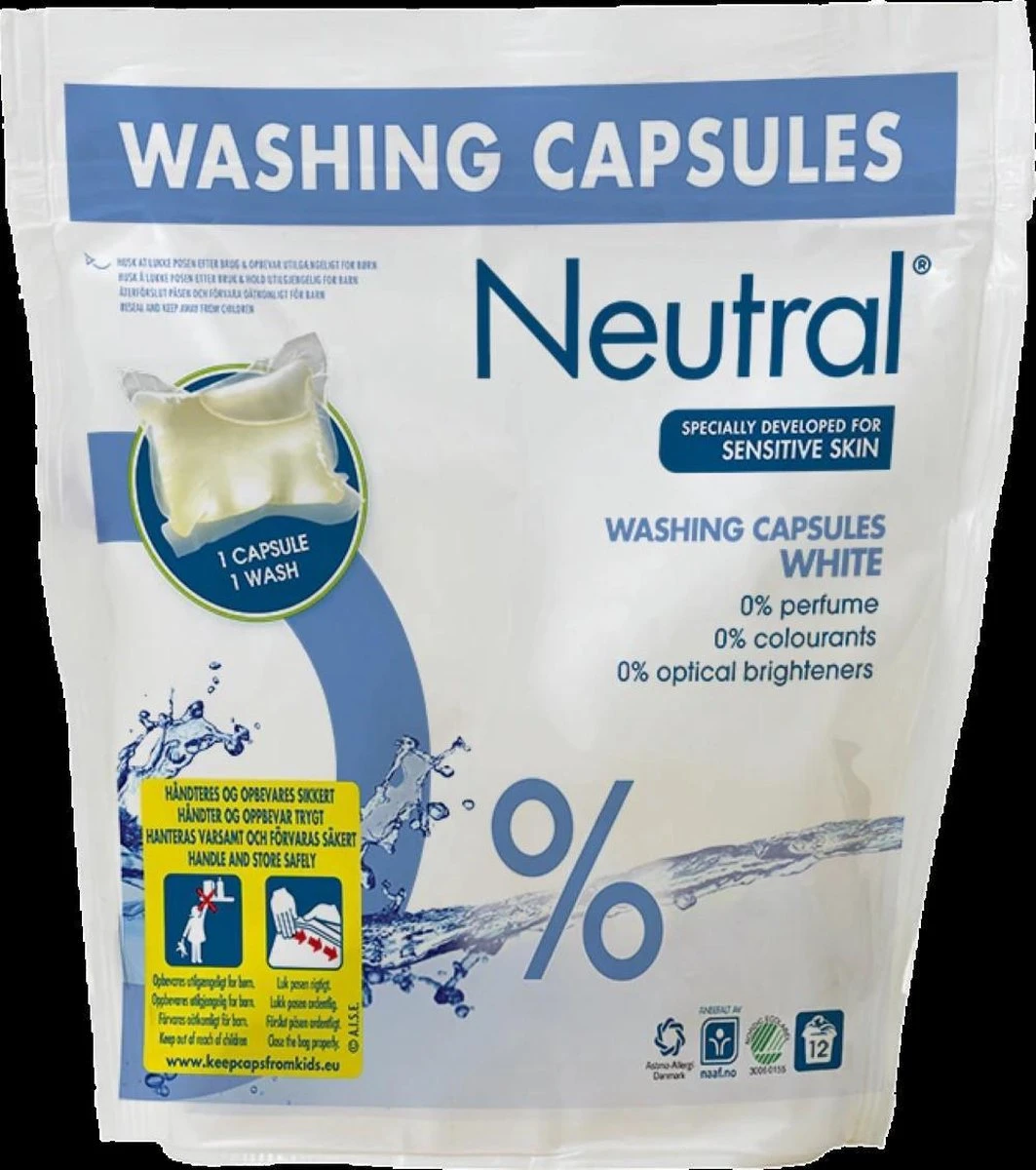 Neutral Wascapsules 12 Stuks Witte Was | Wasmiddel | 12 Capsules | 0% Parfum 1 Neutral Wascapsules 12 Stuks Witte Was | Wasmiddel | 12 Capsules | 0% Parfum