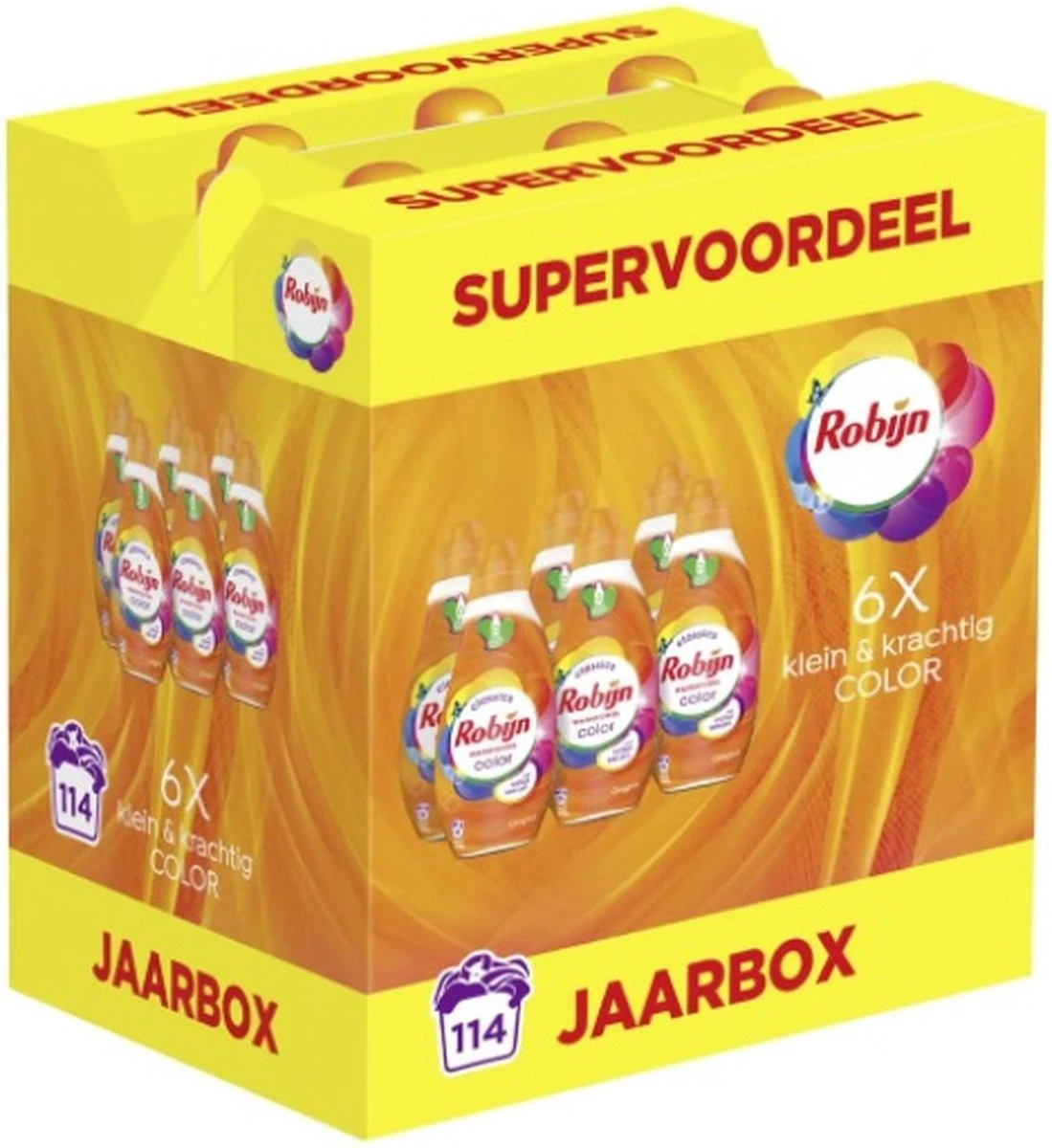 Robijn Klein & Krachtig - Color Vloeibaar Wasmiddel - 6 X 19 Wasbeurten - Voordeelverpakking - Jaarbox 1 Robijn Klein & Krachtig - Color Vloeibaar Wasmiddel - 6 X 19 Wasbeurten - Voordeelverpakking - Jaarbox