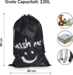 Wonair - Grote Waszak - Laundry Bag - Wash Me - 60x90cm - Zwart - Met Trekkoord -Wasbenodigdheden Winkel 1178x1200 1