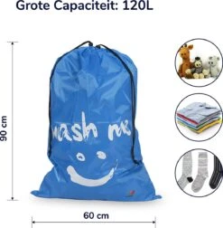 Wonair - Waszakken Voor Wasgoed - 60x90cm - Hemelsblauw - Met Trekkoord -Wasbenodigdheden Winkel 1178x1200