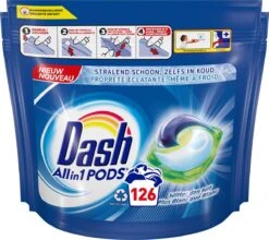 Dash All In 1 Wasmiddel Pods - Wascapsules - Witter Dan Wit - Voordeelverpakking 3 X 42 Wasbeurten
