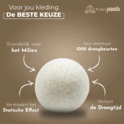 Merkloos Droger Ballen XL 6 Stuks Inclusief Lavendelolie – Zero Waste Dryer Balls - Duurzaam – Wasverzachter – Herbruikbare Drogerballen – Droogt De Was Sneller – Tiny Panda -Wasbenodigdheden Winkel 1200x1199 60
