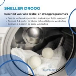 ANATURES Wollen XL Drogerballen 6 Stuks In Opbergmand – Herbruikbare Droogballen Wasdroger – Nieuw Zeelands RWS Schaapswol - Wasdrogerballen Duurzaam – Natuurlijke Wasverzachter -Wasbenodigdheden Winkel 1200x1200 1517