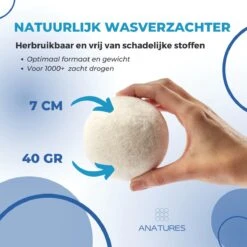 ANATURES Wollen XL Drogerballen 6 Stuks In Opbergmand – Herbruikbare Droogballen Wasdroger – Nieuw Zeelands RWS Schaapswol - Wasdrogerballen Duurzaam – Natuurlijke Wasverzachter -Wasbenodigdheden Winkel 1200x1200 1519