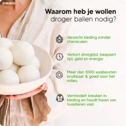 Drogerballen - Droogballen Voor Wasdrogers - Wasdrogerballen, Wasbollen & Wasballen - 100% Diervriendelijk, Duurzaam & Herbruikbaar - Duurzaam Cadeau - Energie Besparen - RWS Wol & Zero Waste - 6 Stuks Van Zivanto -Wasbenodigdheden Winkel 1200x1200 1589