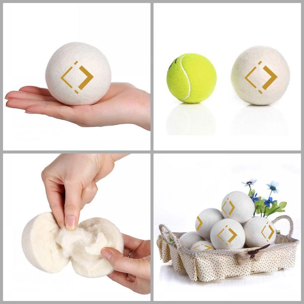 LuxerLiving Wasbol Set Van 6 - Droogt Tot 30% Sneller - Wasverzachter - Droger Ballen - Dryer Balls - Ecologisch - 100% Wol 6 LuxerLiving Wasbol Set Van 6 - Droogt Tot 30% Sneller - Wasverzachter - Droger Ballen - Dryer Balls - Ecologisch - 100% Wol - Afbeelding 6