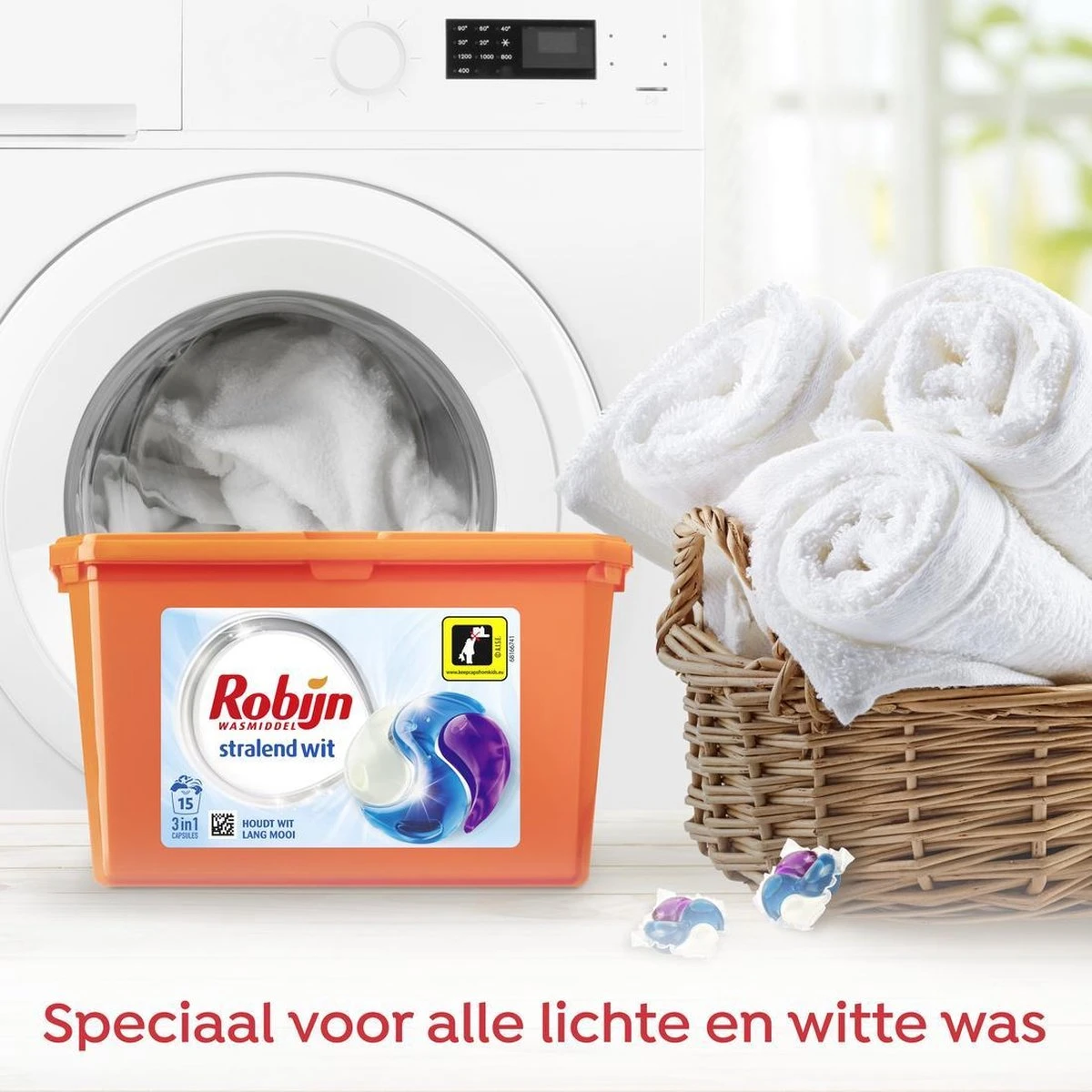 Robijn Stralend Wit 3 In 1 Wascapsules Speciaal Voor De Witte Was - 40 Wasbeurten Kwartaalbox 6 Robijn Stralend Wit 3 In 1 Wascapsules Speciaal Voor De Witte Was - 40 Wasbeurten Kwartaalbox - Afbeelding 6
