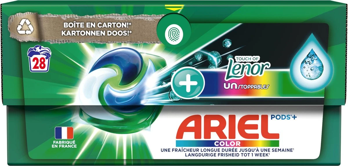 Ariel Wasmiddel Pods + Touch Van Lenor Unstoppables - Kleur - 28 Wasbeurten 1 Ariel Wasmiddel Pods + Touch Van Lenor Unstoppables - Kleur - 28 Wasbeurten