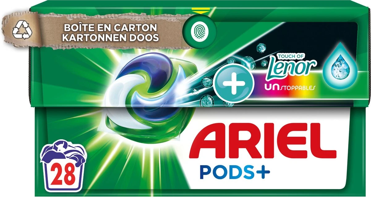 Ariel Wasmiddel Pods + Touch Van Lenor Unstoppables - Kleur - 28 Wasbeurten 2 Ariel Wasmiddel Pods + Touch Van Lenor Unstoppables - Kleur - 28 Wasbeurten - Afbeelding 2