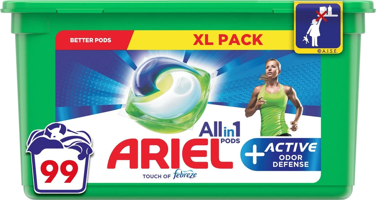 Ariel All In 1 Pods Actieve Geurbestrijding Wasmiddel - Voordeelverpakking 3 X 33 Wasbeurten - Wasmiddel Pods 1 Ariel All In 1 Pods Actieve Geurbestrijding Wasmiddel - Voordeelverpakking 3 X 33 Wasbeurten - Wasmiddel Pods