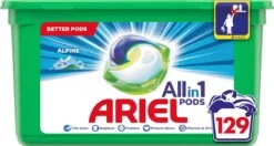 Ariel All In 1 Wasmiddel Pods Alpine - 3x43 Wasbeurten - Voordeelverpakking -Wasbenodigdheden Winkel 1200x639 4