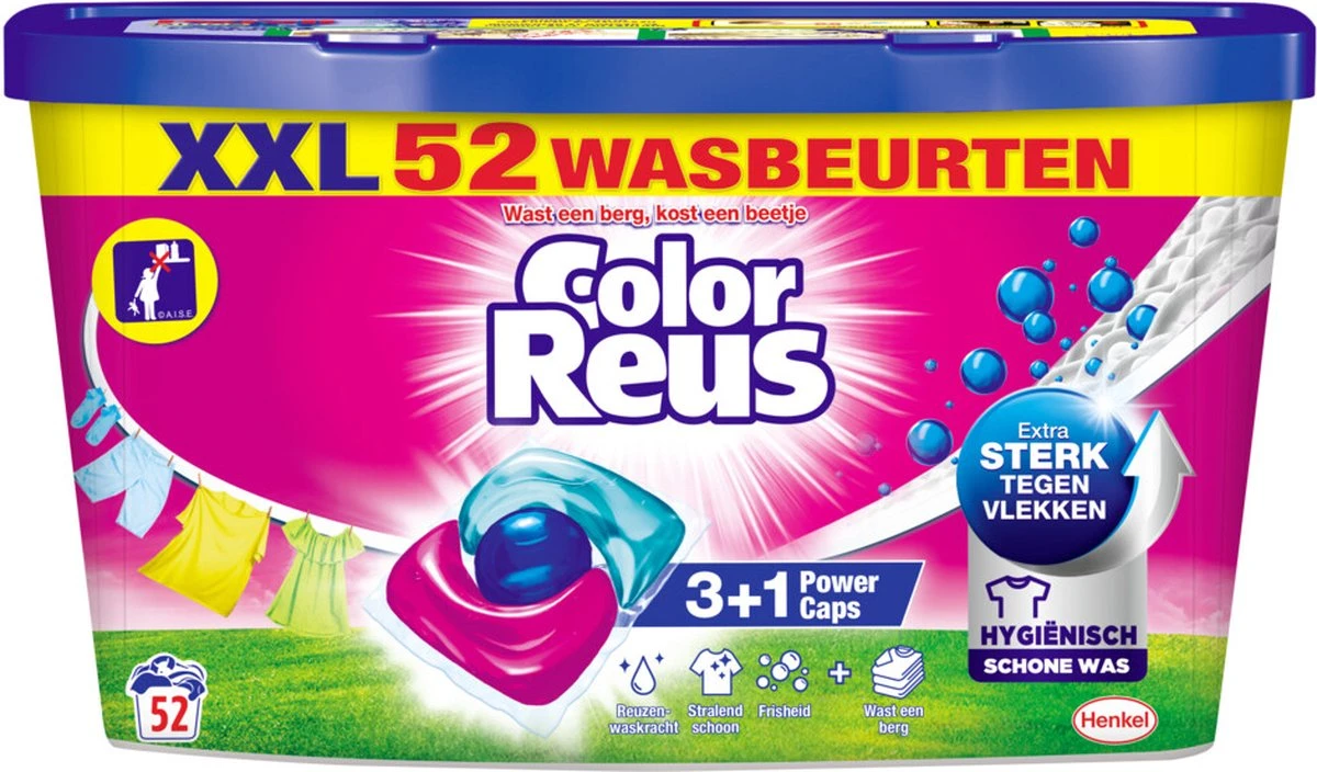 6x Witte Reus Power Caps Wasmiddelcapsules Color Reus 52 Stuks 5 6x Witte Reus Power Caps Wasmiddelcapsules Color Reus 52 Stuks - Afbeelding 5