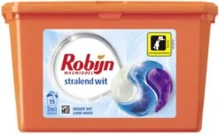 Robijn Wascapsules - 3-in-1 - Stralend Wit - 15 Stuks -Wasbenodigdheden Winkel 1200x736 1