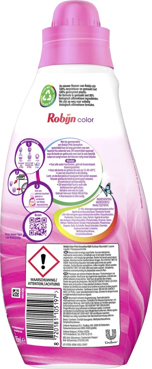 Robijn Klein & Krachtig Classics Color Pink Sensation Vloeibaar Wasmiddel - 8 X 19 Wasbeurten - Voordeelverpakking 3 Robijn Klein & Krachtig Classics Color Pink Sensation Vloeibaar Wasmiddel - 8 X 19 Wasbeurten - Voordeelverpakking - Afbeelding 3