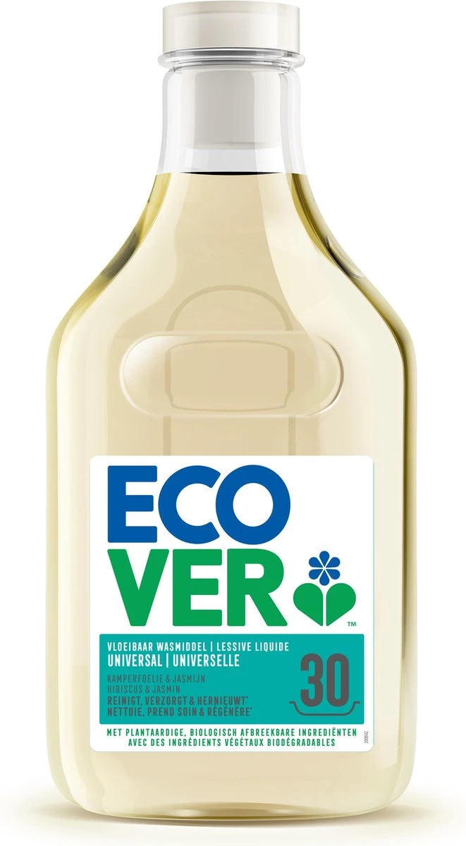 Ecover Vloeibaar Wasmiddel Universal - Kamperfoelie & Jasmijn - 1,5 L - 30 Wasbeurten 1 Ecover Vloeibaar Wasmiddel Universal - Kamperfoelie & Jasmijn - 1,5 L - 30 Wasbeurten
